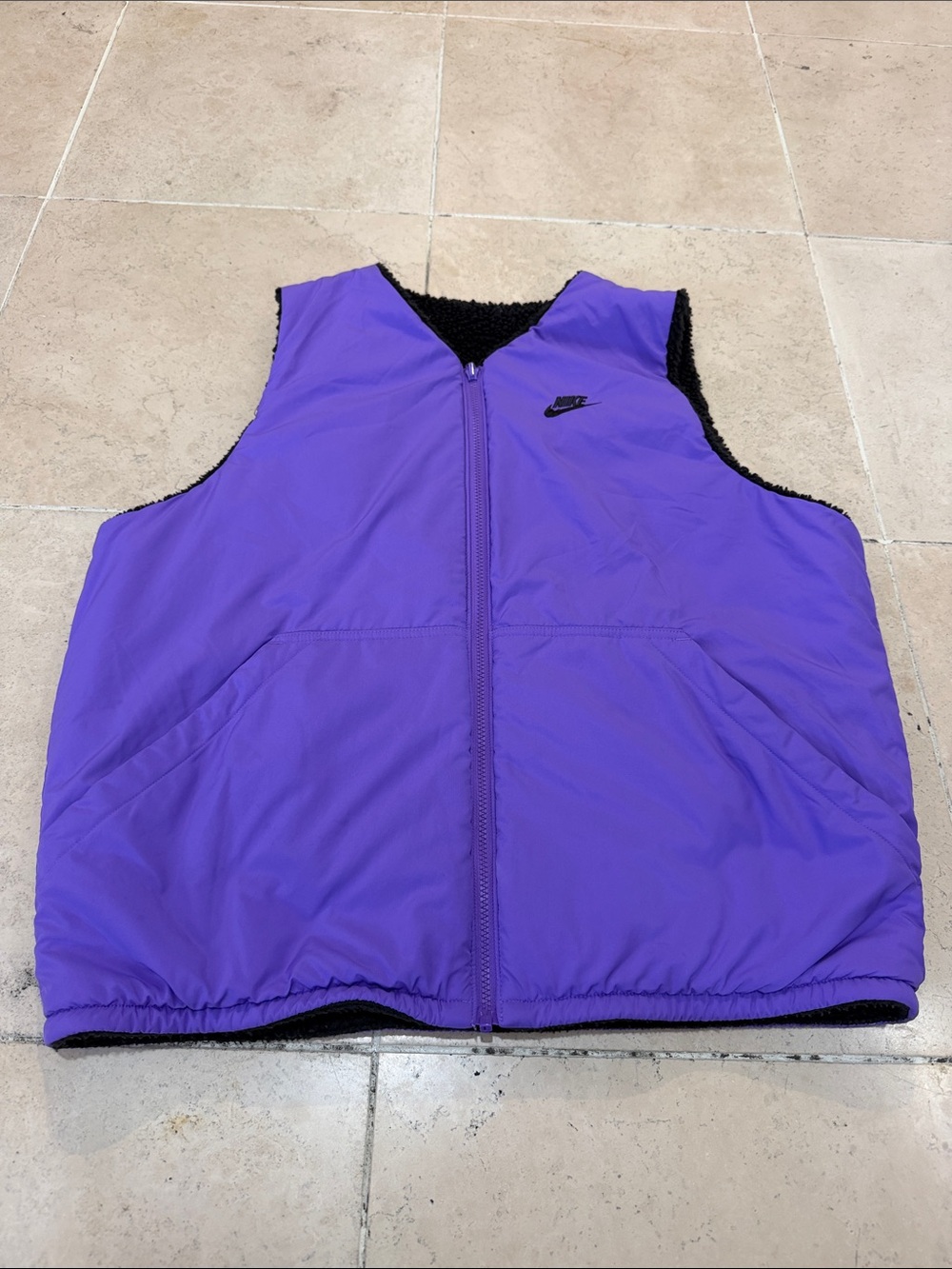 Nike Reversible Purple Fleece-Lined Zip Front Vest